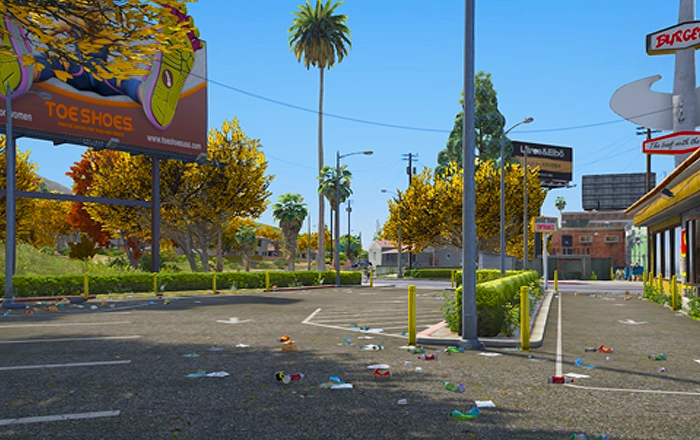 Estacionamento com a vegetação de outono e o novo visual de Daydream