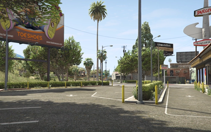 O mesmo estacionamento no GTA V original